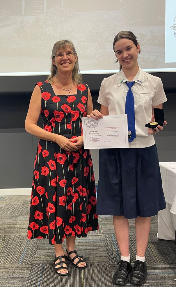 Russell Cowie Medal Winner Sarah Backingsale with Susan Cowie - QHTA